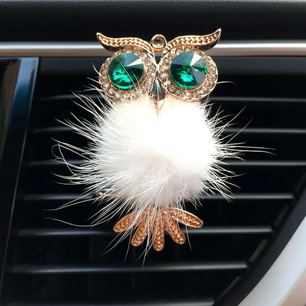 

Car Perfume Clip Owl Design White Rhinestone Aromatherapy Essential Oil Diffuser Vent Air Freshener for Auto Scent