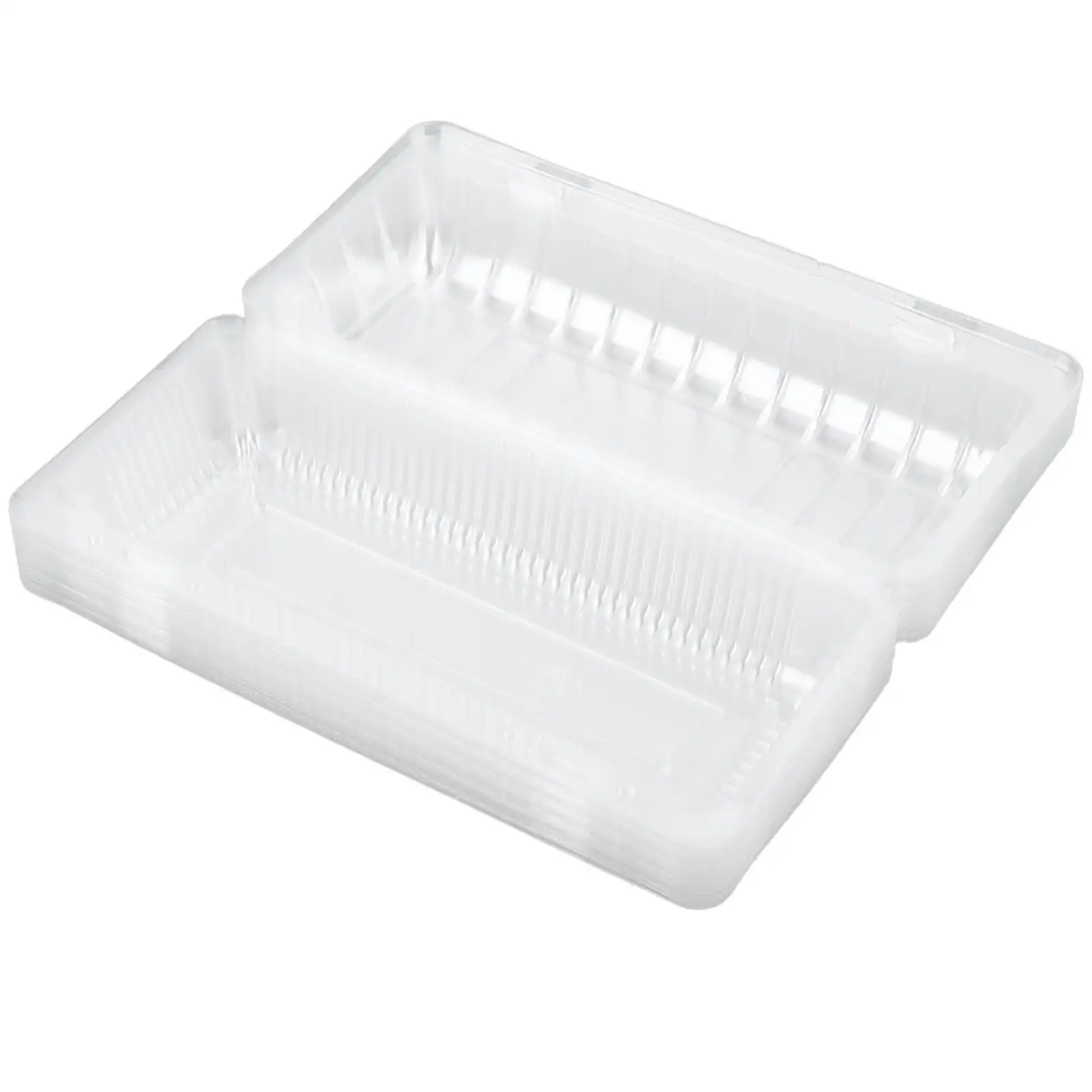 25 Pack Disposable Hinged Loaf Containers - Clear Plastic Food Storage Box 18.5x12.5x7cm for Fruits & Snacks