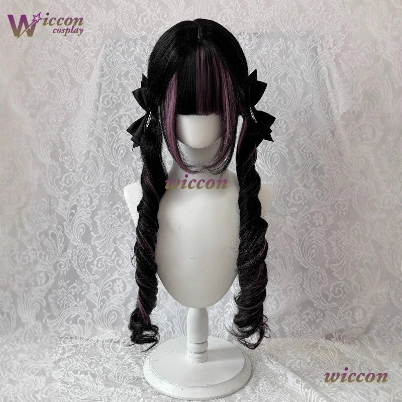 Comic ‌Black Wig with Pink Cosplay Wigs with Bangs Lolita Long Curly Hair Wig Woman Party Cosplay Wig Natural Heat Resistant view 4