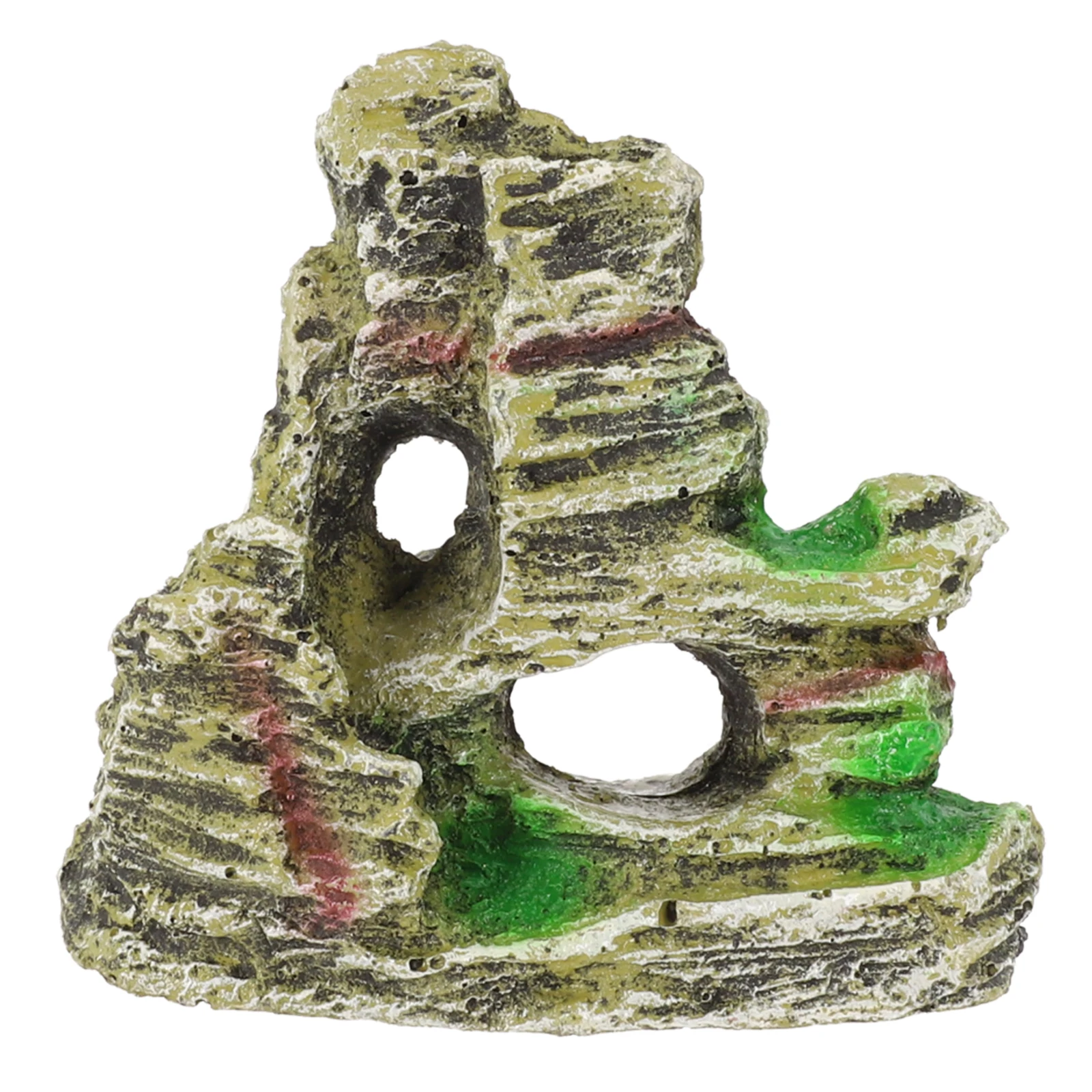 Realistic Fish Tank Decor Mountain View Aquarium Rock Cave Bridge Resin Tree Ornament Colorful Rockery Decoration