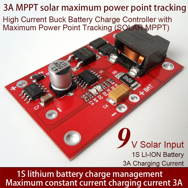 BMS 1S MPPT Solar Panel Controller 3.7V 4.2V 18650 Lithium Li-ion Battery Charge Module CN3791/CN3722 6V 9V 12V