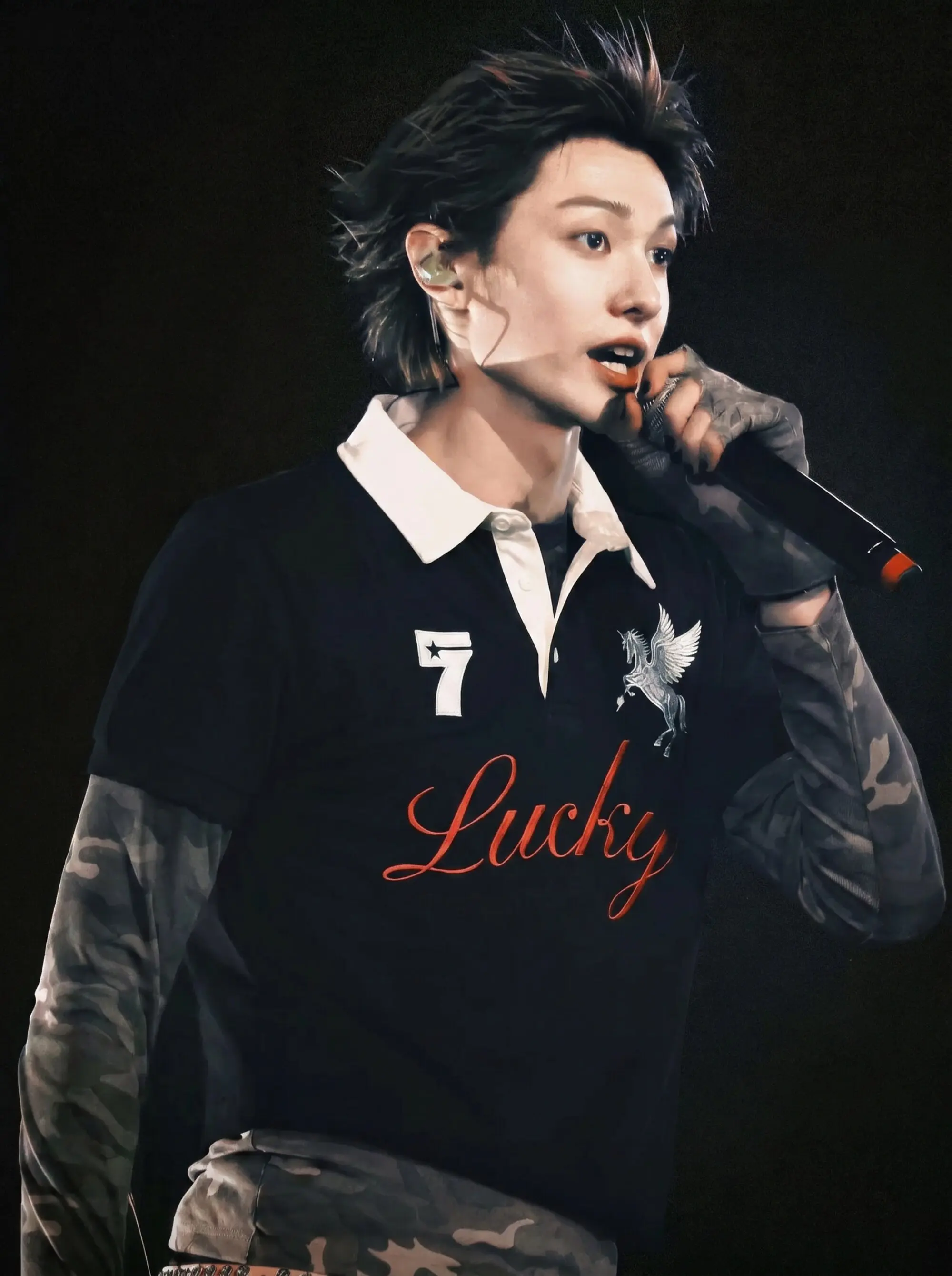 26ss I FEEL LUCKY Horse Year Limited Turn Down Collar Women Men T Shirt Tops tees Casual Short Sleeve Men Top