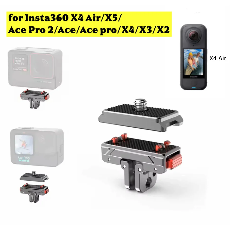 

Metal Quick Release Mount Magnetic Adapter Mount Aluminum Alloy Base for Insta360 X5/X4 Air/X4/X3/X2/Ace Pro 2/Ace Pro/ACE