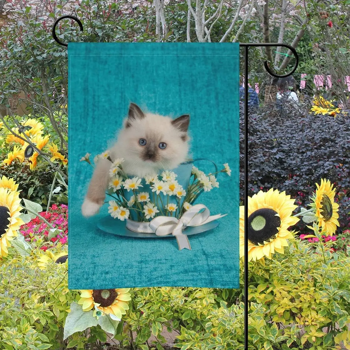 ALAZA Ragdoll Kitten Cat Daisies Decorative Garden Flag 12 x 18 inch Double Sided Yard Flag