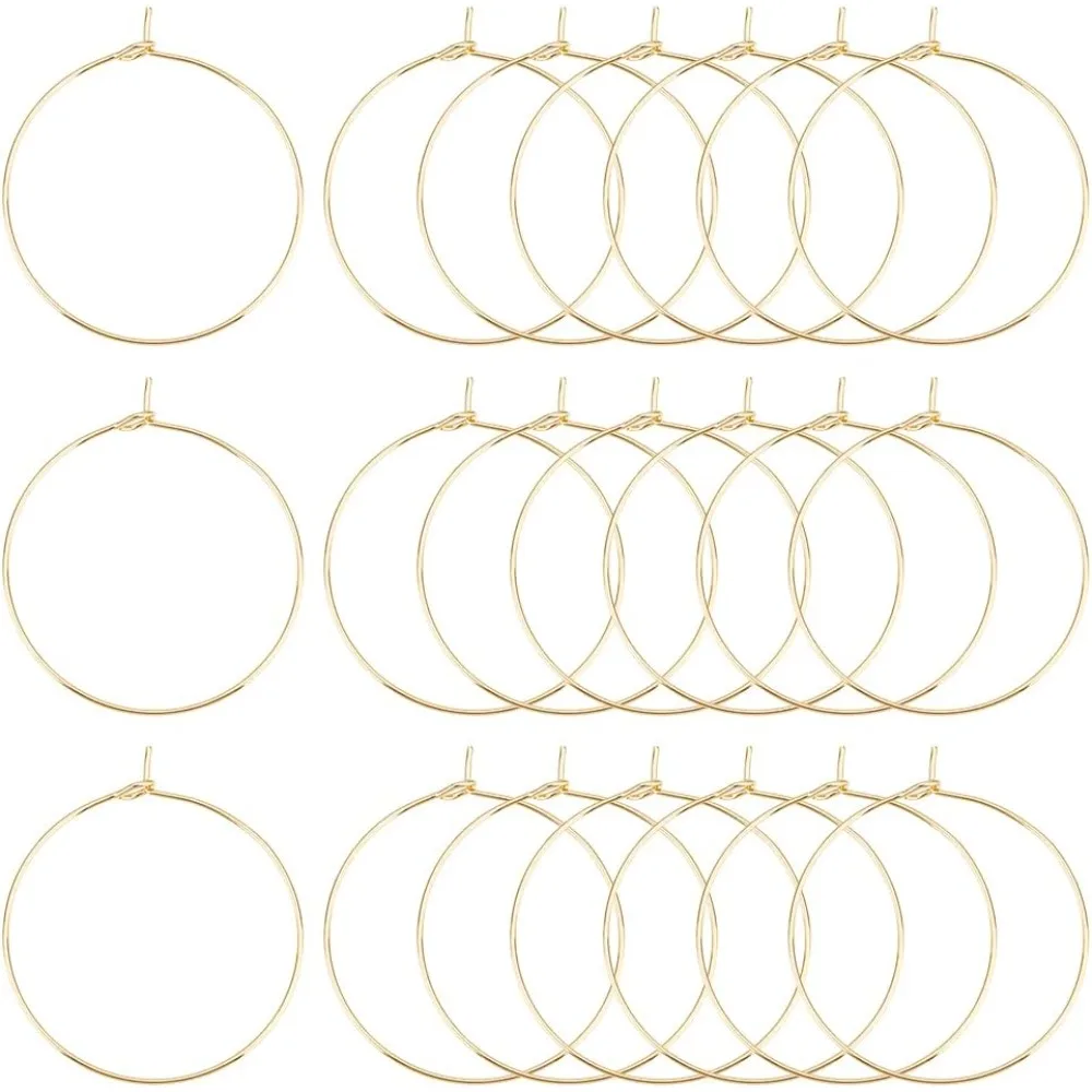 

100 шт., 30 мм, подвески в виде бокалов для вина, кольца, золотые серьги-кольца из нержавеющей стали с бисером, висячие серьги-кольца, изготовление свадьбы