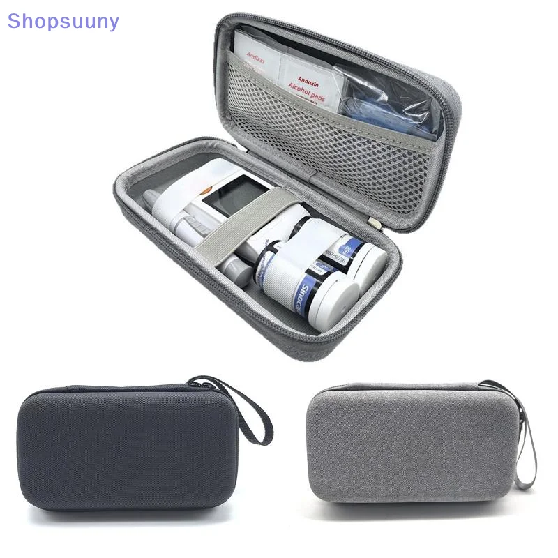 [SU]1 Pcs Blood Glucose Meter Storage Bag Diabetes Testing Kit Case With Zipper For Office Travel Health Monitoring Organizer