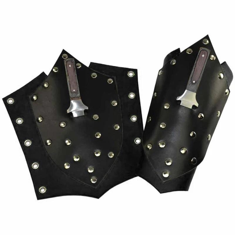 Steampunk PU Leather Throwing Knife Bracer Medieval Assassin Vanguard Vambrace Laced Studded Gloves Larp Props Armor Men Women