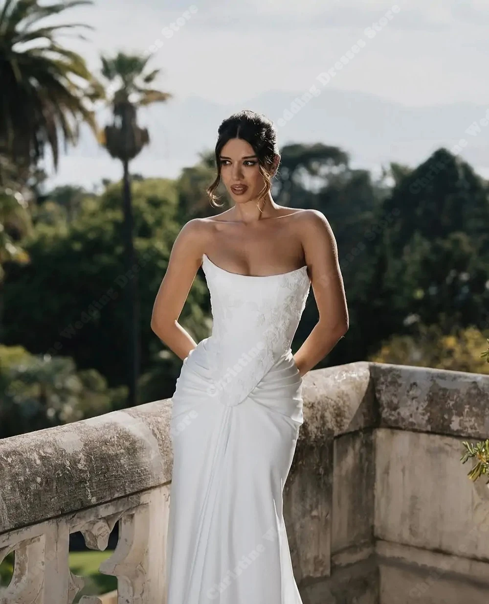 Robes De mariée sirène plissées modernes pour femmes, élégantes avec des Appliques en dentelle, longueur De nettoyage, robes De bal personnalisées