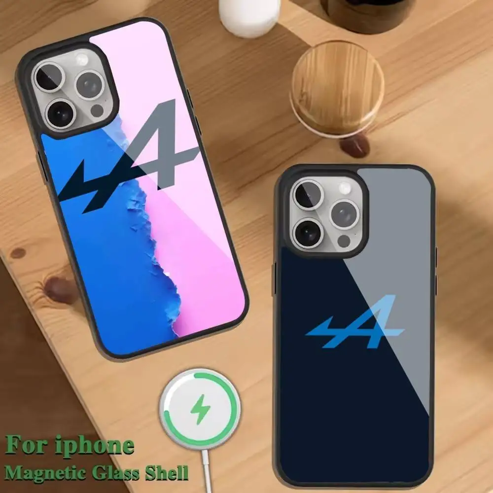 

A-AlpineS F-F1 Team Cool Phone Case For Magnetic Wireless Charge Cover For iphone 16 15 14 13 12 11 Pro Max Plus Coque