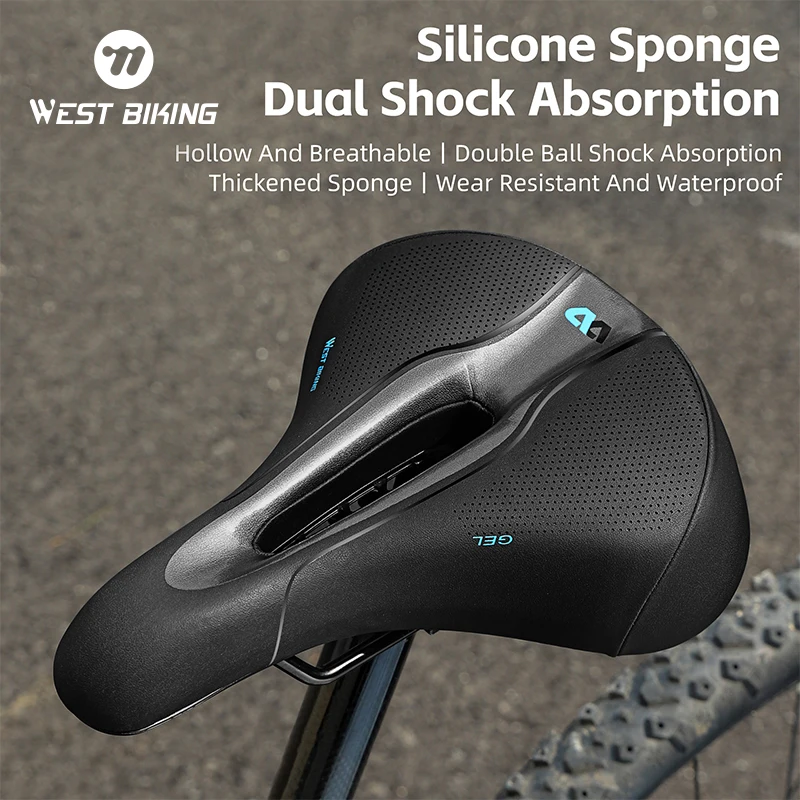 

WEST BIKING High Elastic Shock Absorption Bicycle Saddle Thicken Silicone Cycling Soft Seat Cushion MTB Road Bike Accessories