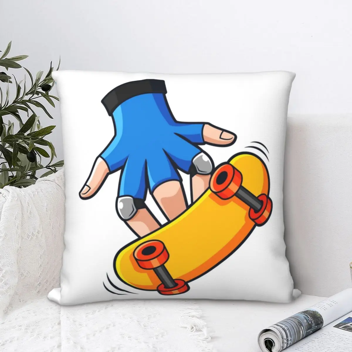 

Skateboarding Hand Square Pillowcase Polyester Pillow Cover Velvet Cushion Zip Decorative Comfort Throw Pillow for home sofa