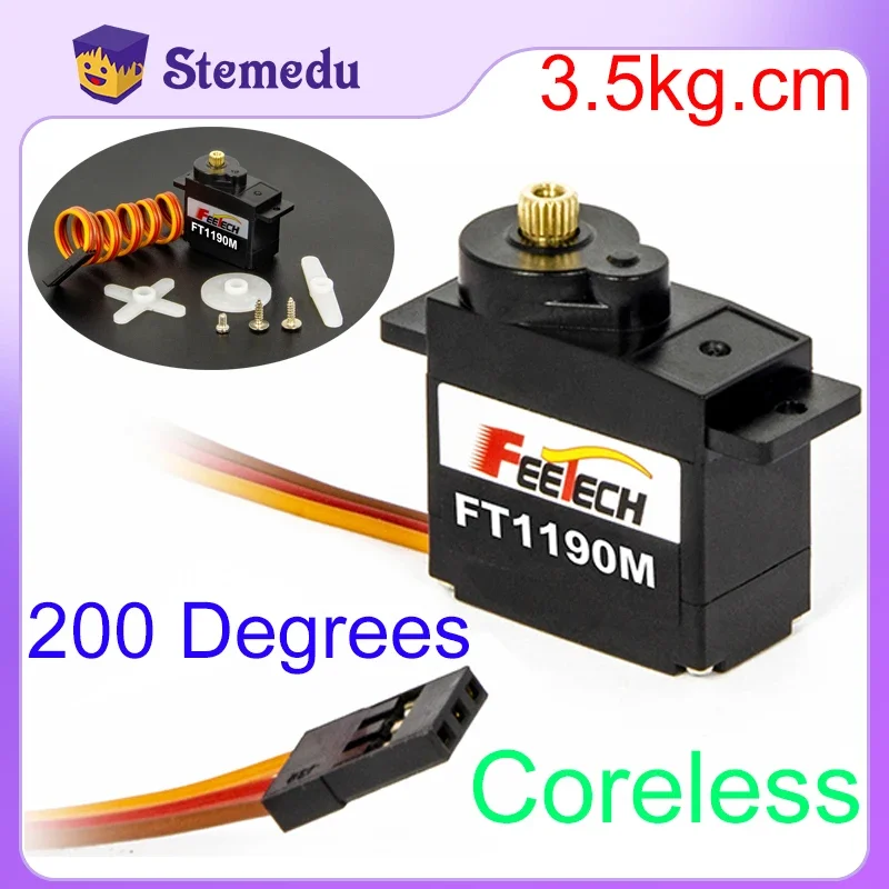 11g Mini 6V 3.5kg.cm Digital 200 Degrees Plastic Shell Copper Metal Gear Coreless Robot Arm Servo Motor for RC Baja Cars Robot