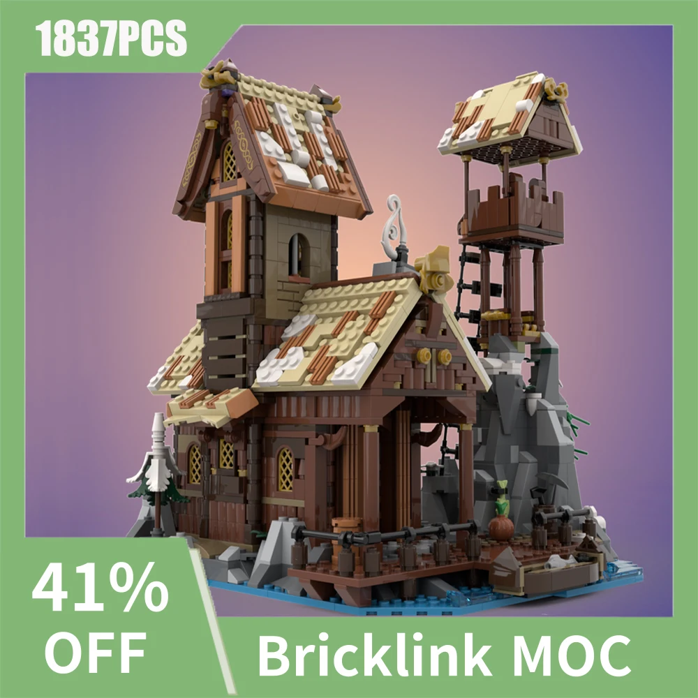 

NEW 1837PCS European Medieval Street View Viking Port House model DIY creative ideas Children Toy Gift Building Blocks MOC-21343