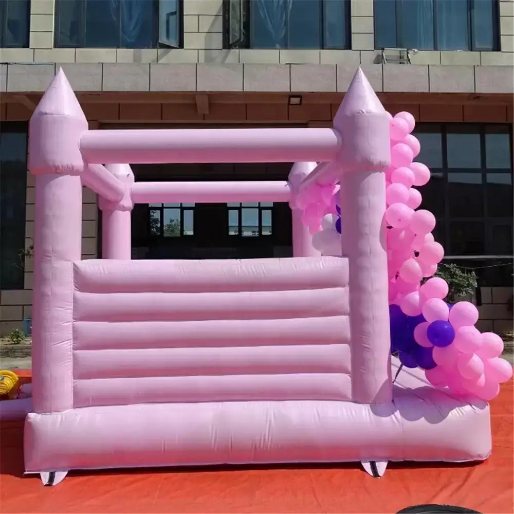 Wholesale 4x4m Pink Air Jumping Inflatable Wedding Bouncer Jumper Castle White Bounce House For Bridal Party Event Celebration