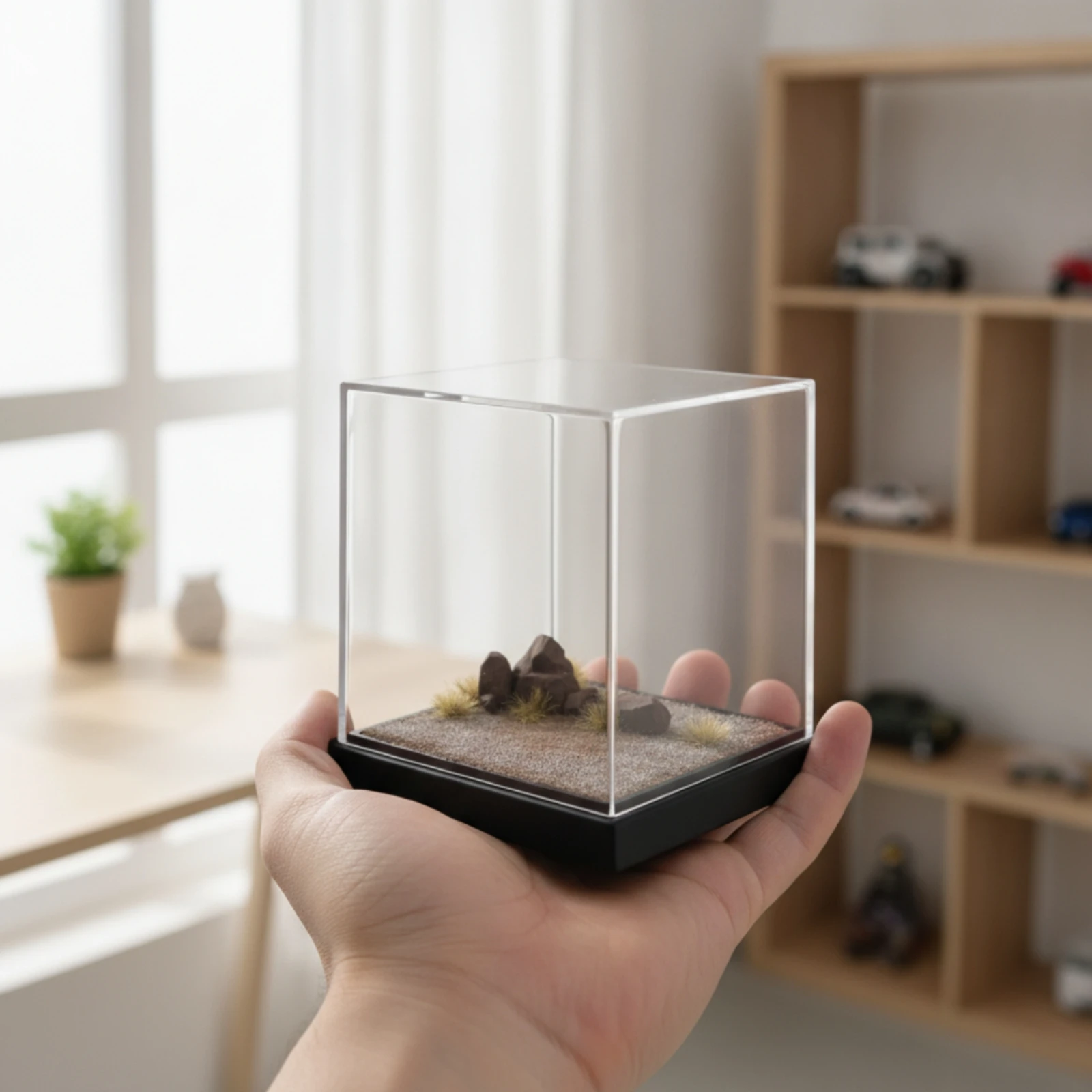 Display Case Acrylic - Alas Diorama dengan Penutup Akrilik, Kotak