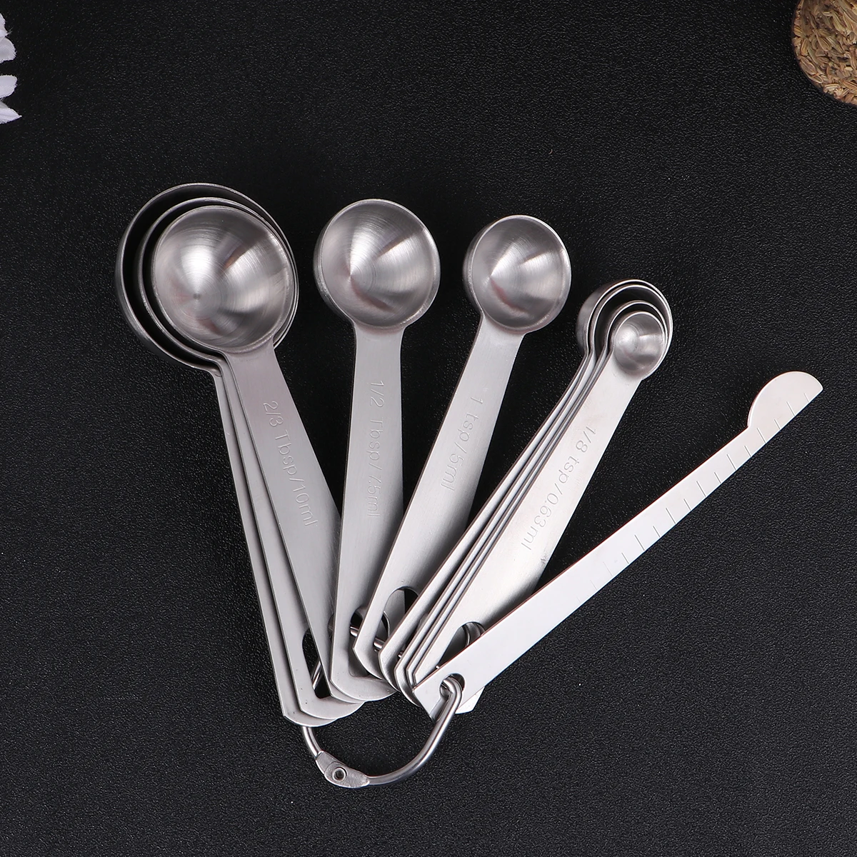 

10pcs Measuring Spoon Set Stainless Steel Space Saving Accurate Lightweight Baking Tool Carry Practical Gift Kitchen