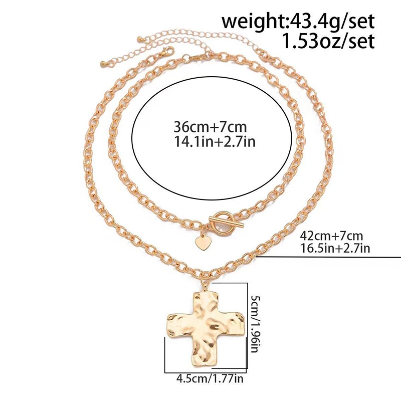Hot sale Gold Layered Chunky Cross Necklace for Women Cross Layering Pendant Statement Necklace view 6