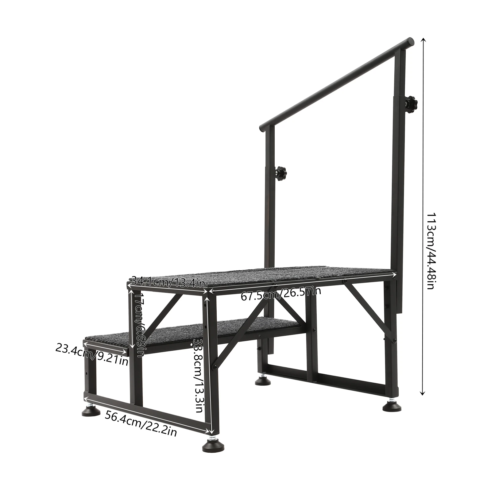 خطوات الشرفة بخطوتين مع درابزين جانبي واحد ووسائد ناعمة سلم غير قابل للانزلاق مقعد محمول ديكور منزلي لمقطورة السفر #3