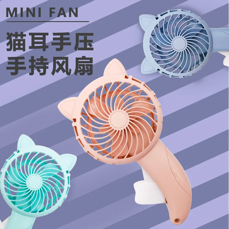 3 Colors Portable Handheld Fan Hand Pressure Fan Mini Portable Fan Without Battery Household Cute Fan Cooling Cartoon Held Fan