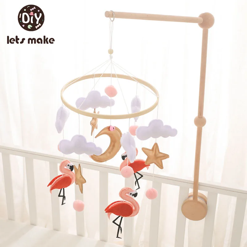 

Cute Flamingo Baby Rattle Toy Wooden Mobile Musical Bed Bell Hanging Toy 0-12 Month Girl Newborn Infant Crib Gift Holder Bracket