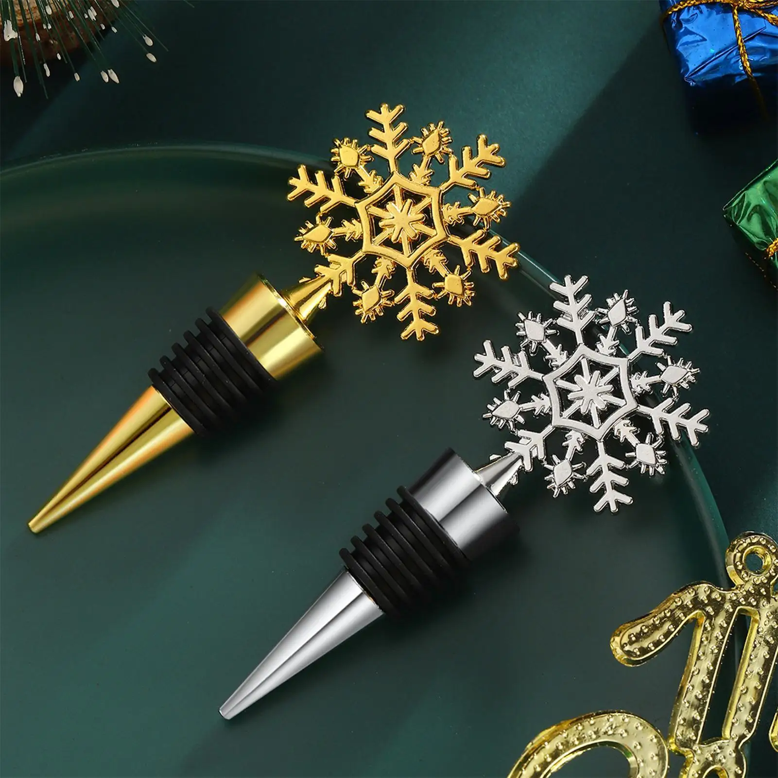 النبيذ زجاجة السدادة عيد الميلاد بار اكسسوارات عيد الميلاد ندفة الثلج النبيذ الفلين توبر ل الشمبانيا الخمور الكحول البيرة شريط المنزل