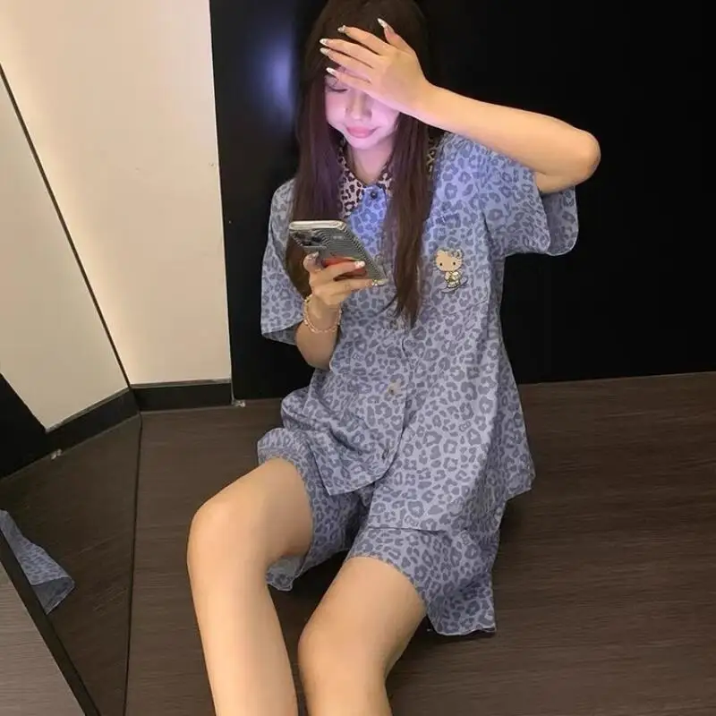 

Sweet Cartoon Women's Short Sleeved Short Pajama Summer New Fashion Anime Girl Set Comfortable Youth Home Clothe Cute Breathable