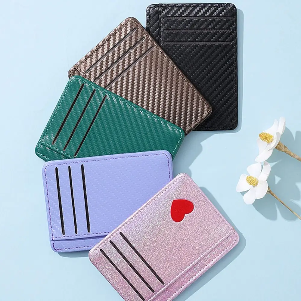 New Slim Card Bag Texture PU Solid Color Small Wallets Portable Large Capacity Credit Card Holder Women Men