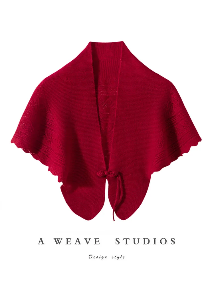

ADDONEE Women 100% Cashmere Cape Chinese Style Shawls Luxury Grace Shawls Autumn Winter High Quality Cashmere Knitwear Wraps