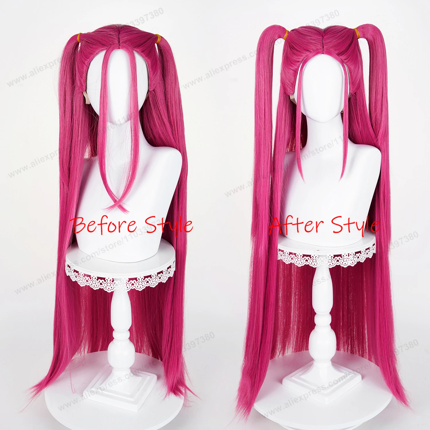Mira Cosplay Synthetic Wig 90cm Long Rose Red Woman Hair  Anime Heat Resistant Wigs