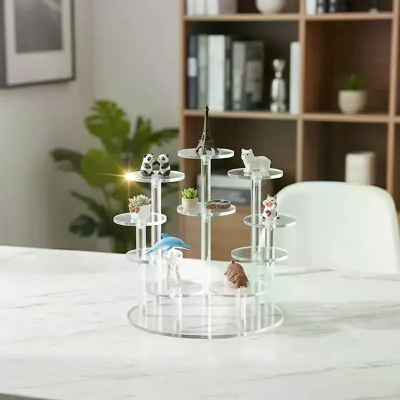 Multifunctional Acrylic Storage Display Rack With 6/8/10 Base Suitable For Displaying Small Statues Jewelry And Cosmetics