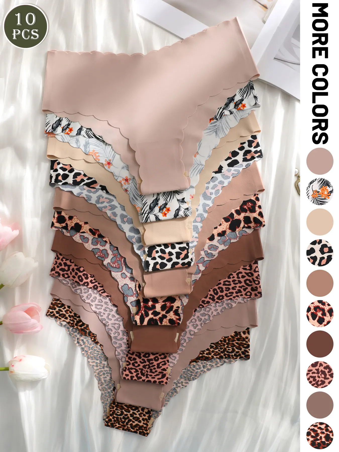 

10 шт. женские бесшовные дышащие удобные мягкие тканевые сексуальные треугольные трусики с волнистыми краями