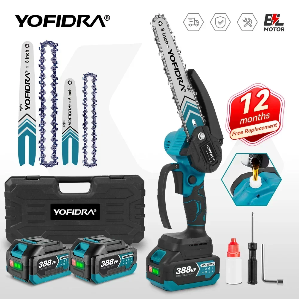 YOFIDRA 8 & 6 pouces tronçonneuse électrique sans brosse sans fil Rechargeable scie à bois outil électrique pour Makita 18V batterie broche