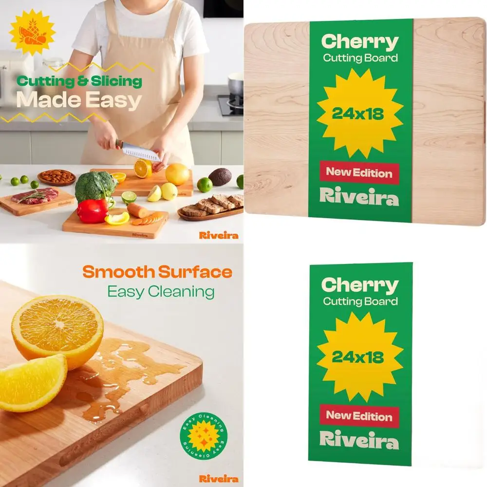 

Luxurious 24x18 Black Cherry Wood Cutting Board with Juice Groove for Kitchen Decor