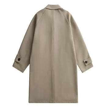 Men's Long Business-Casual Trench Coat 3 Trench Men Long Windbreaker Coat Fashion Business Casual Loose Solid Trench Mens England Style Turn Down Collar Jackets Outwear 3