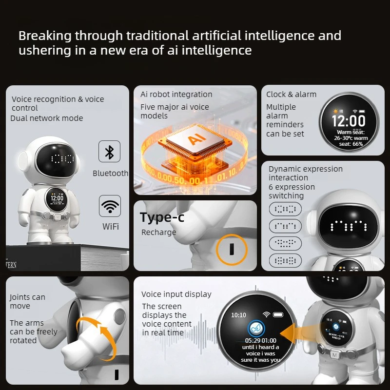 Intelligent AI Chat Robot Portable Story Astronaut Learning Interactive Educational Robot Toy WiFi Bluetooth Speaker
