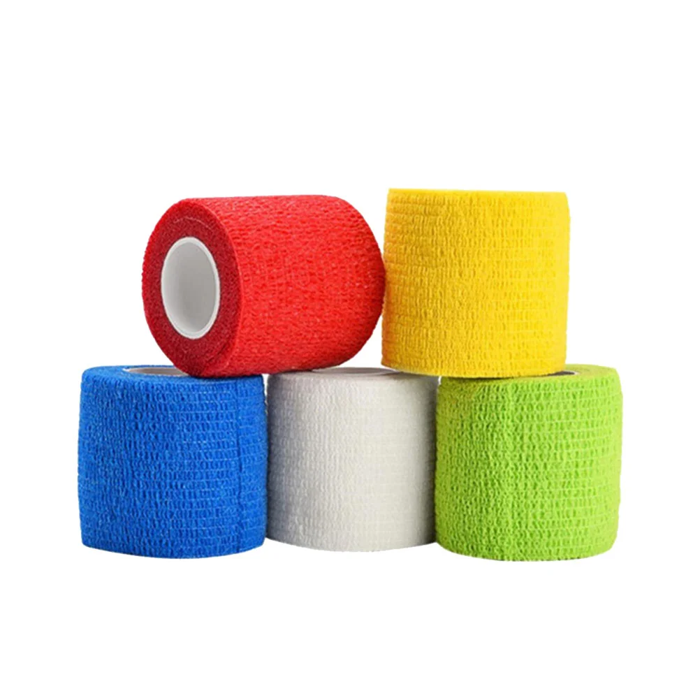 5 Rolls Pet Self-Adhesive Nonwovens Tape Elastic for Cat Dog Animal (Mixed Color Pattern) Pets Pet Tape