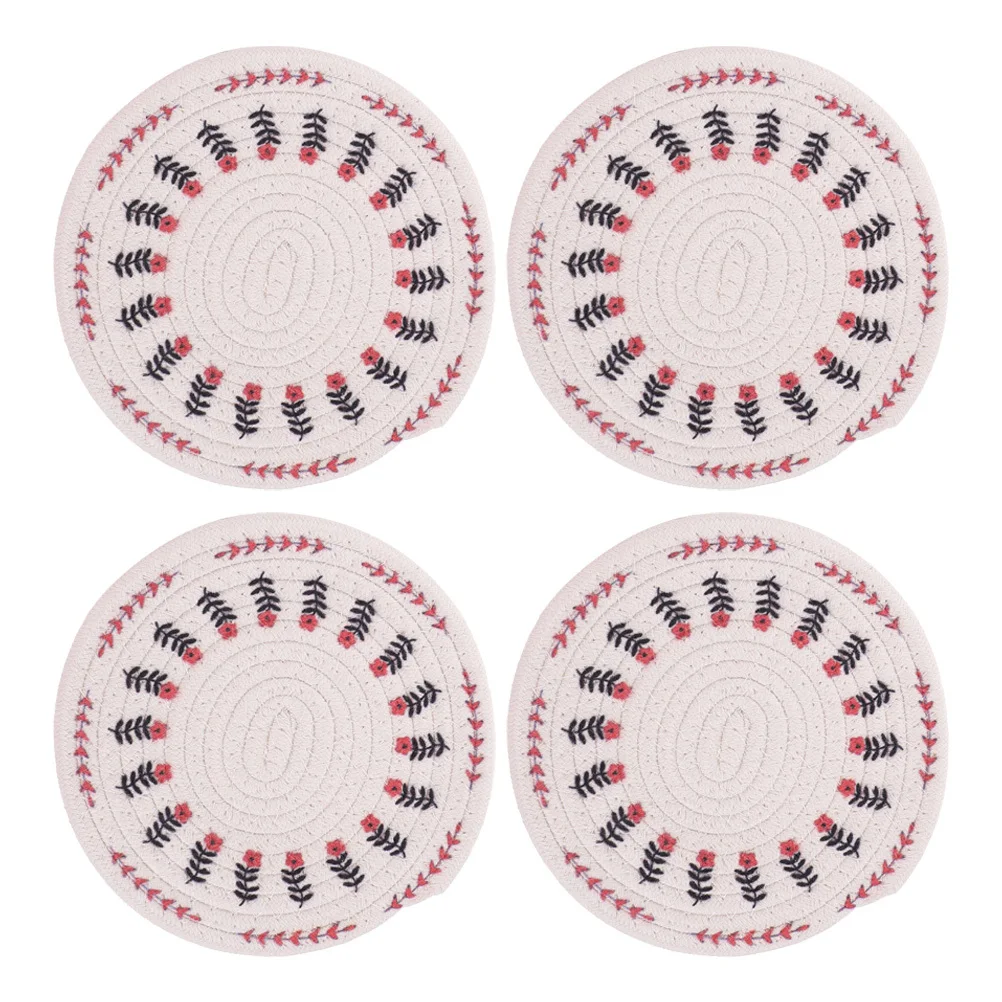 

4Pcs Cotton Rope Round Woven Coasters Heat Resistant Cup Mats for Coffee Tea Beer Hot Cold Drinks Table Decoration