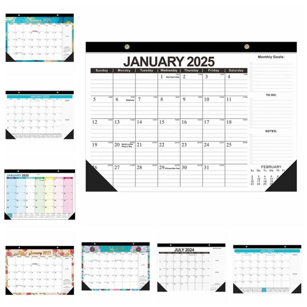 Creative Wall Calendar Colorful with Hanging Hole Floral Wall Calendar To Do List 18 Months Calendar Planner Office Stationery