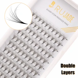 RUJADE Russian Individual Volume fluffer Layering Fans Eyelash Extensions Double Layers Pointy Base Premade Volume Fans Lashes