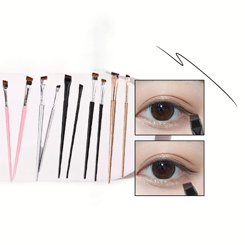 Pinceau eyeliner ultra fin à angle plat, sous les yeux, 2 pièces