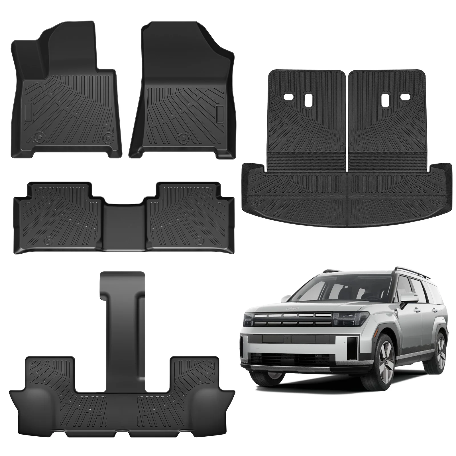 YZ For Hyundai Santa Fe MX5 Sonata Tucson NX4 Kona Grandeur KIA Sorento Car Trunk Mat Luggage Mat TPE  Set Floor Liner Mat