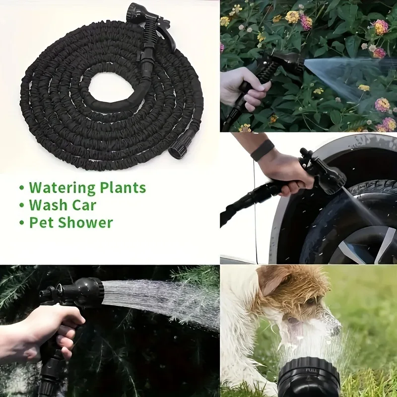 25/50/75/100 قدم خرطوم الجيب الفضة رصاصة توربو النار فوهة أنماط رش متعددة توسيع خرطوم حديقة تركيبات