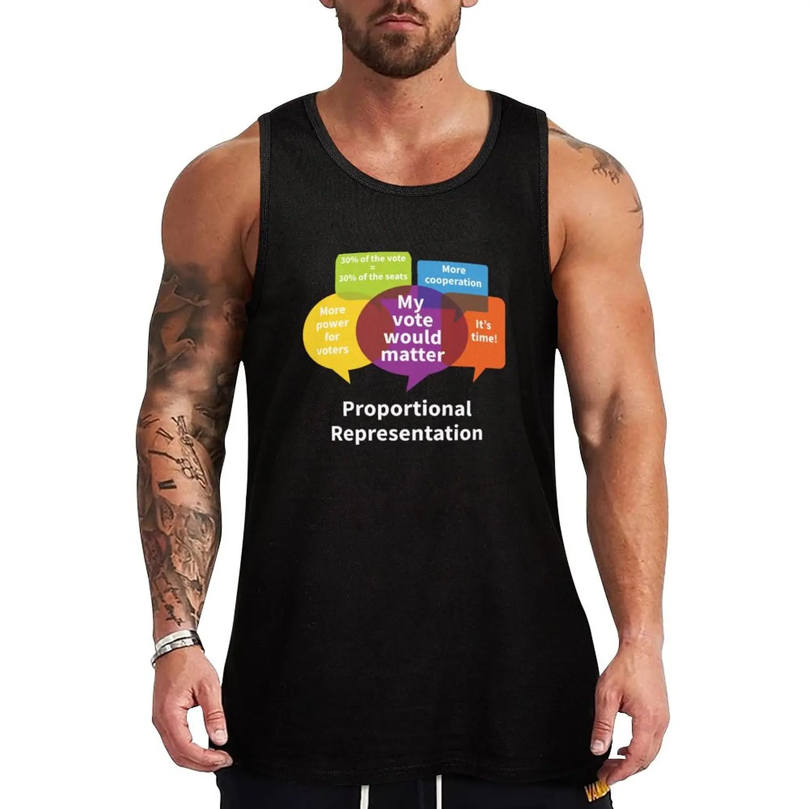 

Why proportional representation For dark background Tank Top Men's gym Man summer clothes gym t shirt men