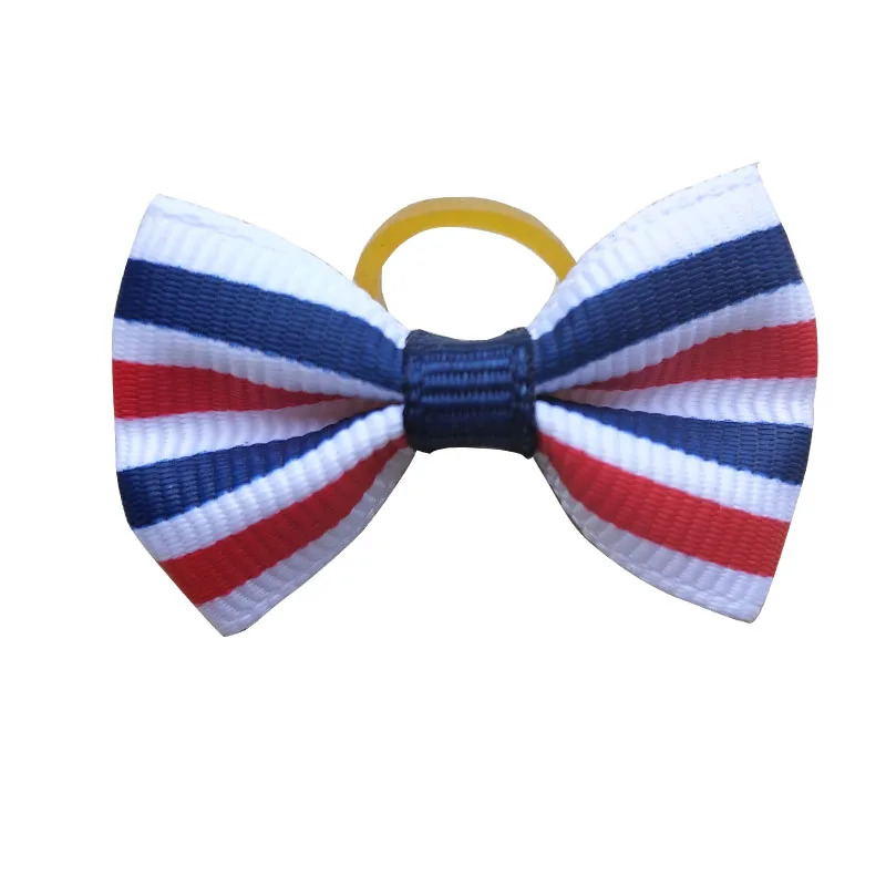 100pcs Dog Bows Red White Blue Pet Dog Hair Accessories Hand-made Independence Day Pet Dog Bow Rubber Bands Pet Shop