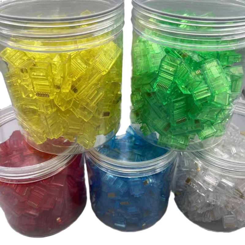 ‌Premium RJ45 Modular Plugs 100PCS‌ - CAT5E Network Connector, Low Resistance, Easy Installation, Limited-Time Bulk Sale