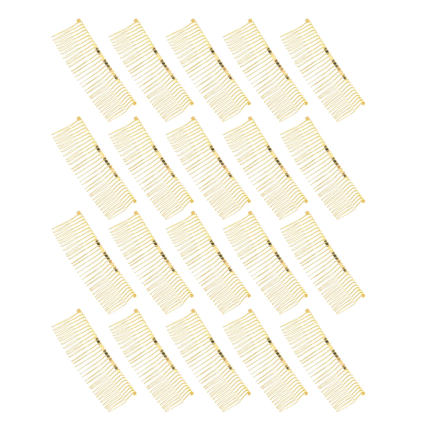 20Pcs Hair Insert Combs 30 Teeth Golden Metal Wire Side Combs Secure Hold Bun Hairpin Clips Bridal Updo Hair Forks French Twist