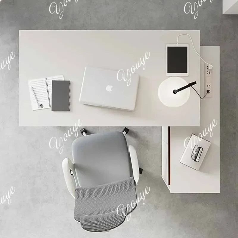 

Роскошный белый офисный стол N63 с ящиками для хранения, угловой компьютерный стол для спальни и дома, современная мебель для кабинета и кофейни