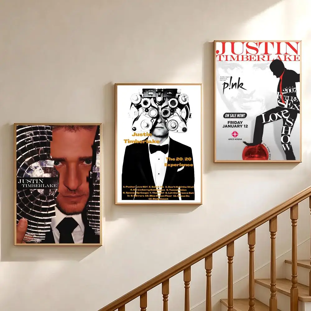 music Justin Timberlake Poster Poster HD Printing Soothing and Cream Style Home Decor for the Living Room Cafes Gift