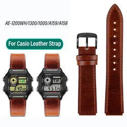 18mm Leather Watch Strap For Casio 3299 AE-1200WH/1300/1000/A159 A159 A158W A168/F91w AE1200 Men Retro Bracelet Watch Band