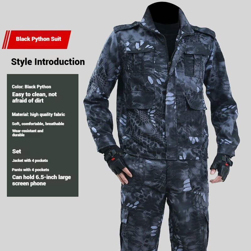 Mens Camouflage Clothing Set Wear Resistant Breathable Military Training Uniform Outdoor Fitness Suit